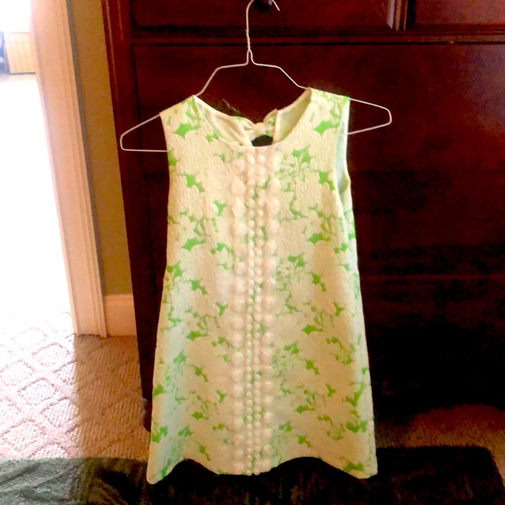 Green and White Girls Smock Dress
